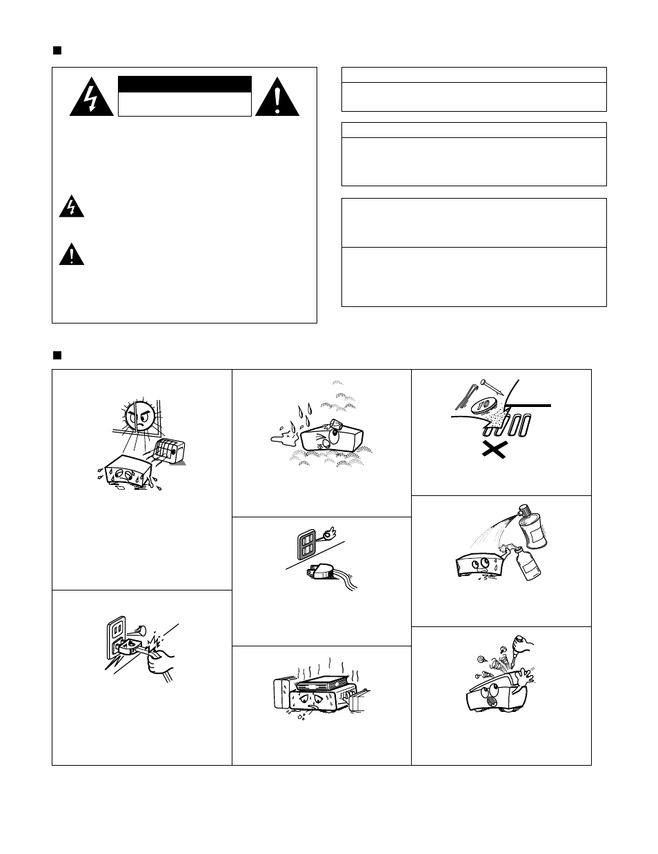 Caution, Warning, Attention | Safety precautions | Denon AVR-4800 User Manual | Page 2 / 69