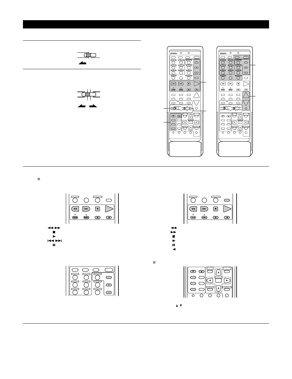 Operating denon audio components, 3a b 2 1 3, Set mode switch 1 to “audio (avr/avc) | Manual search (forward and reverse), Stop, Play, Auto search (cue), Rewind, Fast-forward, Forward play | Denon AVR-4800 User Manual | Page 32 / 69