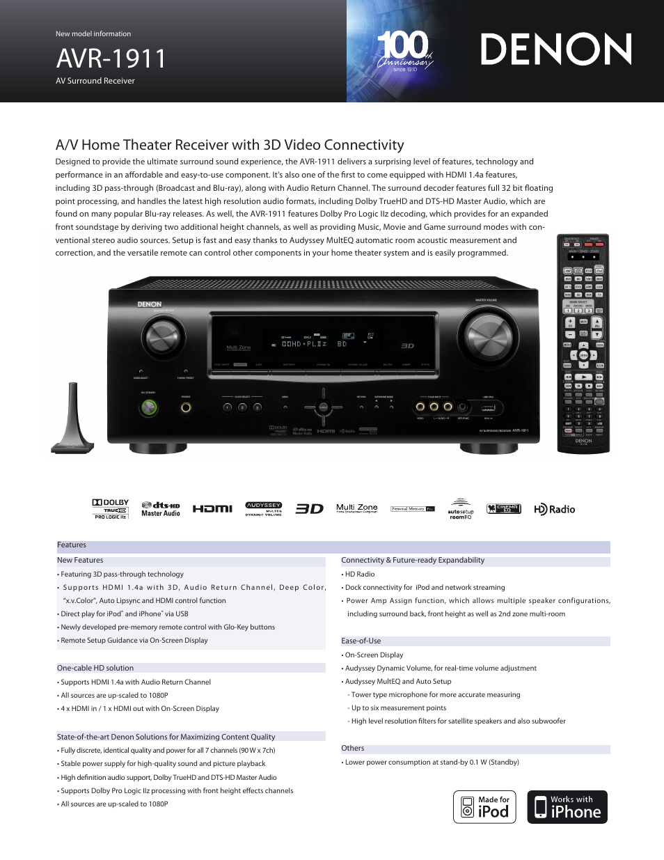 Denon AVR-1911 User Manual | 2 pages