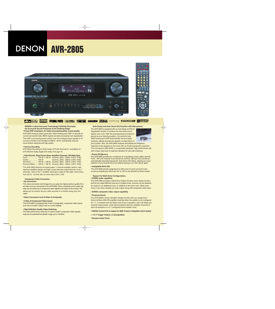 Denon AVR-2805 User Manual | 2 pages