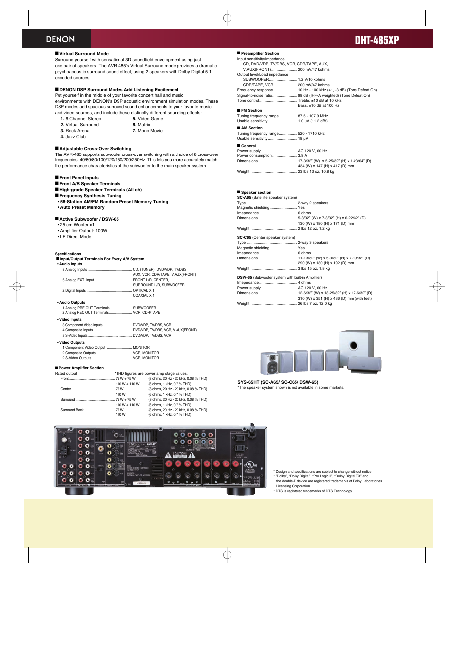 Dht-485xp | Denon DHT-485XP User Manual | Page 2 / 2