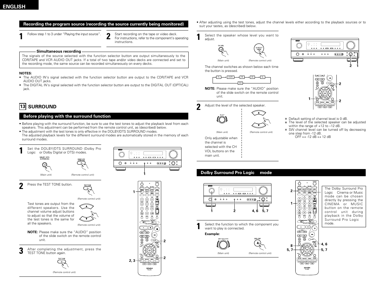 Surround | Denon AVR-1603 User Manual | Page 18 / 60