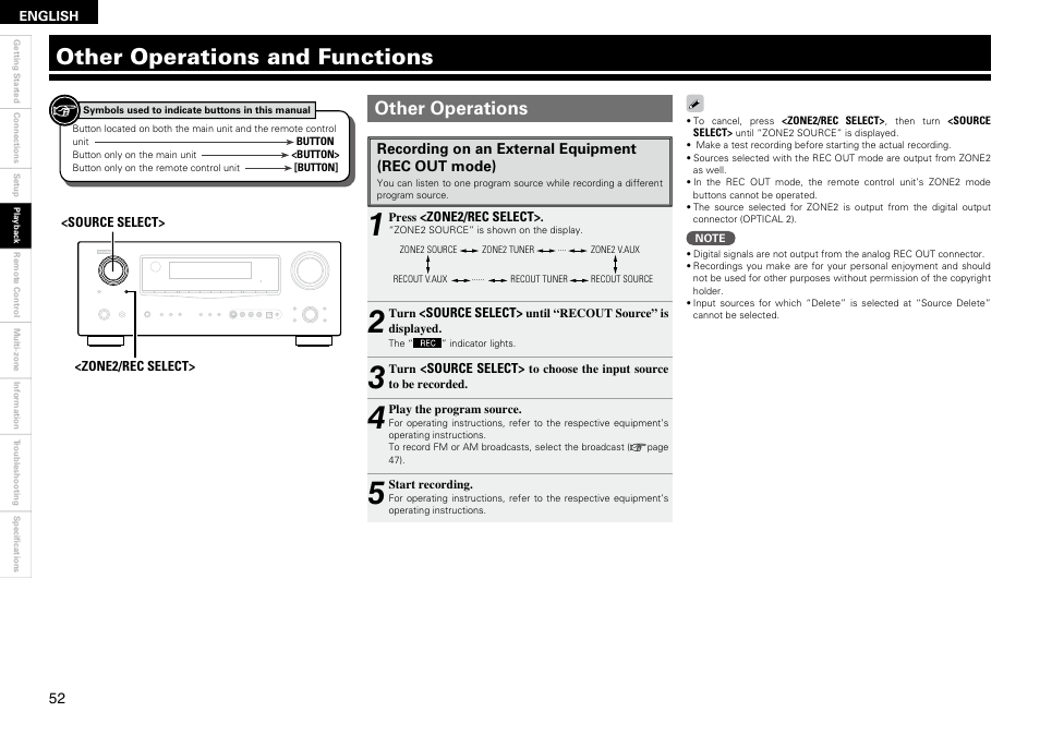 Other operations and functions, Other operations | Denon AVR-2309 User Manual | Page 56 / 81