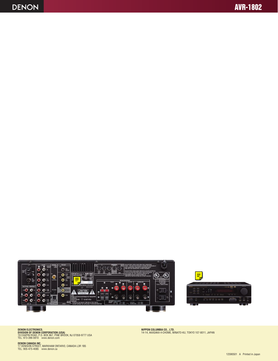 Avr-1802 | Denon AVR-1802 User Manual | Page 2 / 2