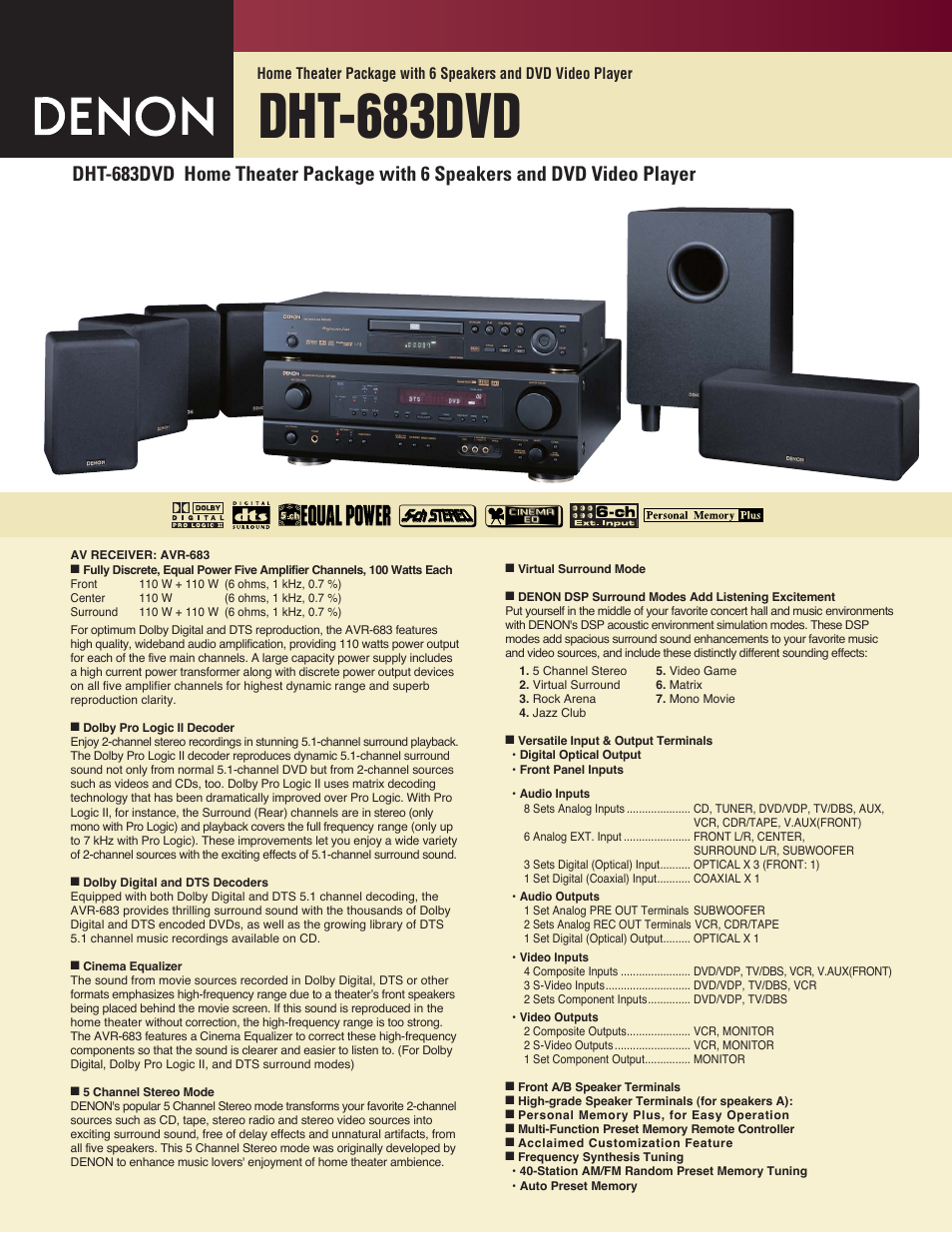 Denon DHT-683DVD User Manual | 2 pages