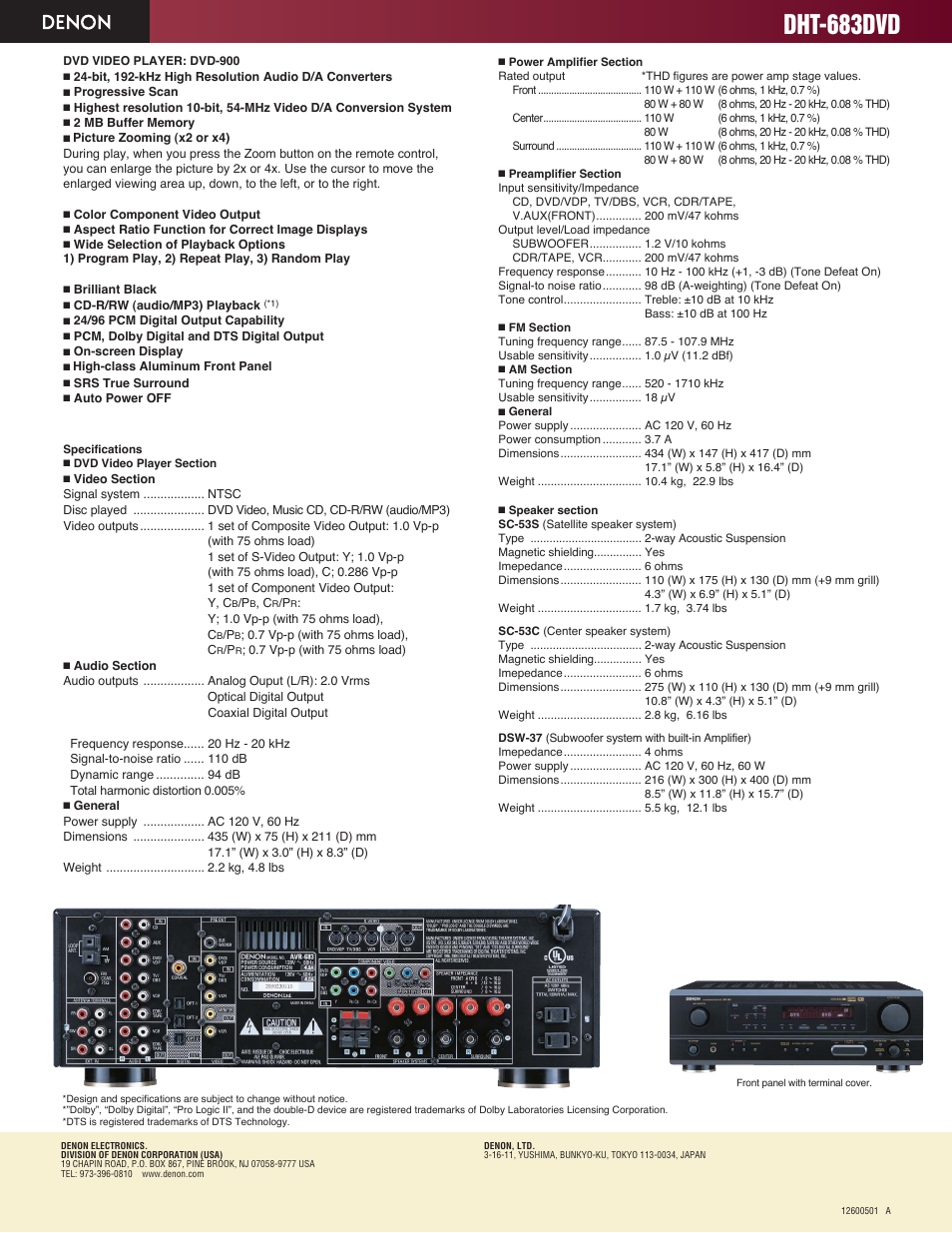 Dht-683dvd | Denon DHT-683DVD User Manual | Page 2 / 2