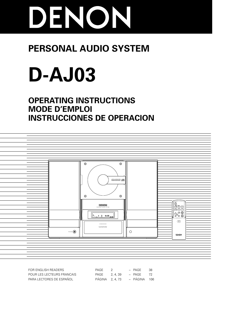 Denon D-AJ03 User Manual | 73 pages
