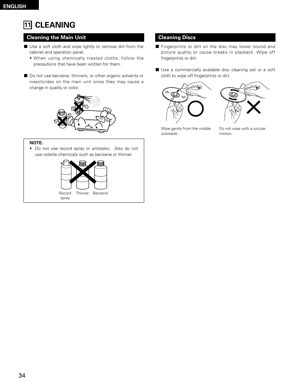 Cleaning | Denon D-AJ03 User Manual | Page 34 / 73