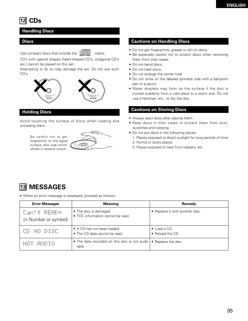 Messages | Denon D-AJ03 User Manual | Page 35 / 73