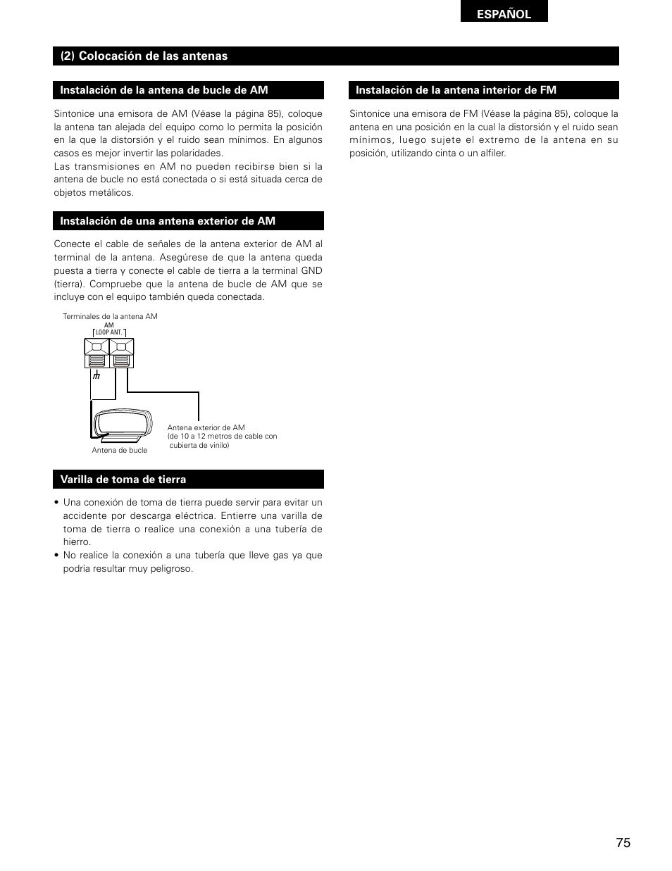 2) colocación de las antenas | Denon D-AJ03 User Manual | Page 41 / 73