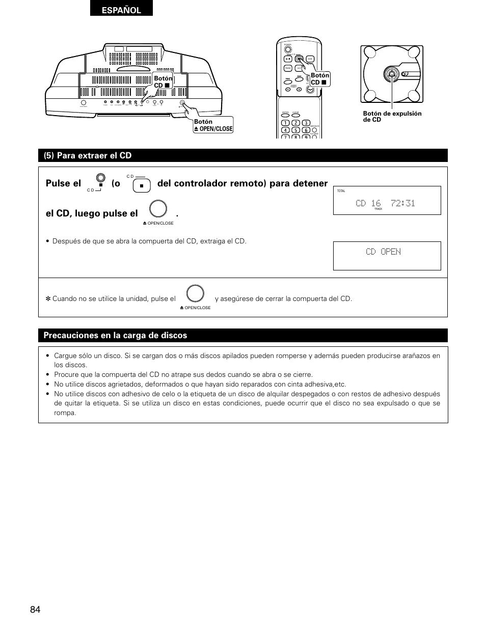 Español, Vol. up down | Denon D-AJ03 User Manual | Page 50 / 73