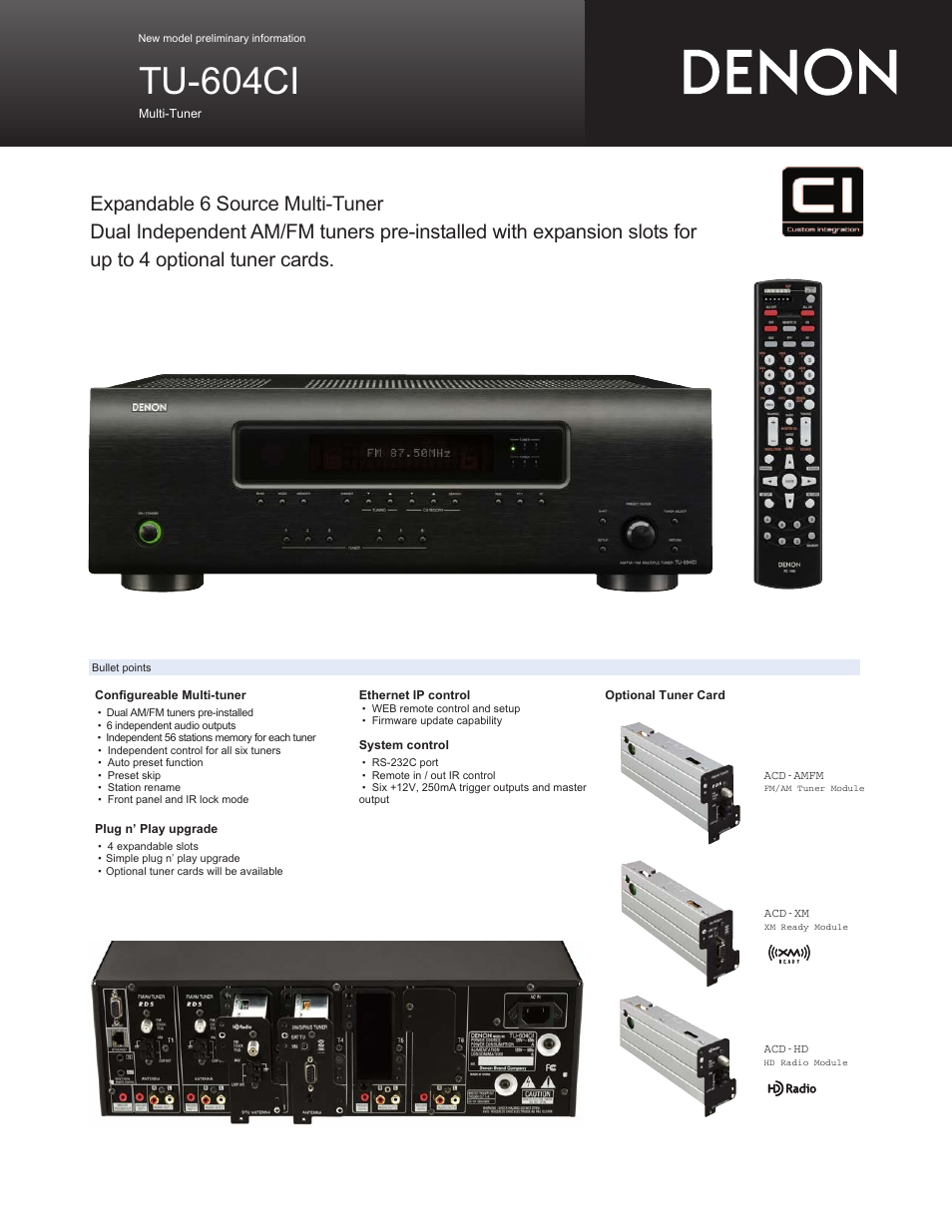 Denon TU-604CI User Manual | 2 pages