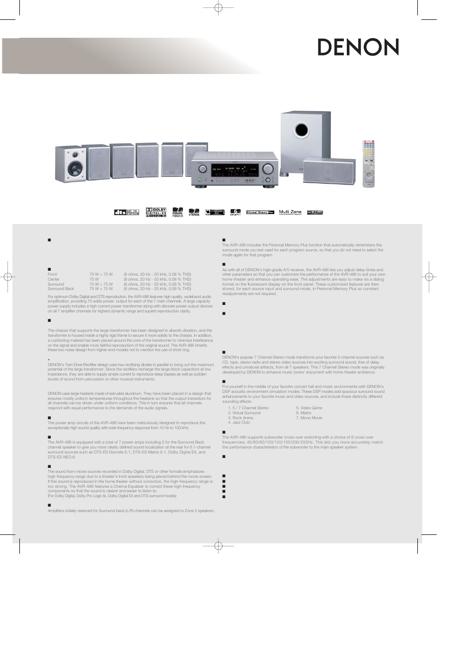 Denon DHT-486XP User Manual | 2 pages