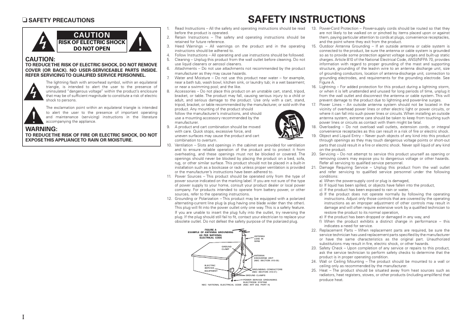 Safety instructions, Caution, Warning | Safety precautions | Denon AVR-3808CI User Manual | Page 2 / 108