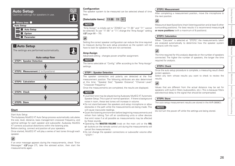 Auto setup, Aauto setup | Denon AVR-3808CI User Manual | Page 29 / 108