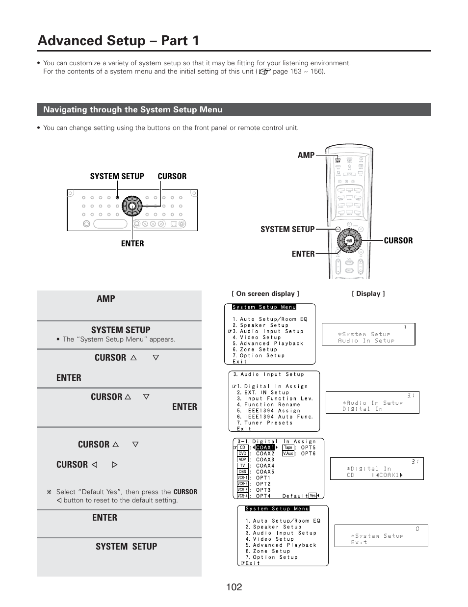 Advanced setup – part 1 | Denon AVR-5805CI User Manual | Page 102 / 214