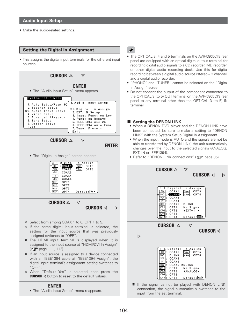Denon AVR-5805CI User Manual | Page 104 / 214