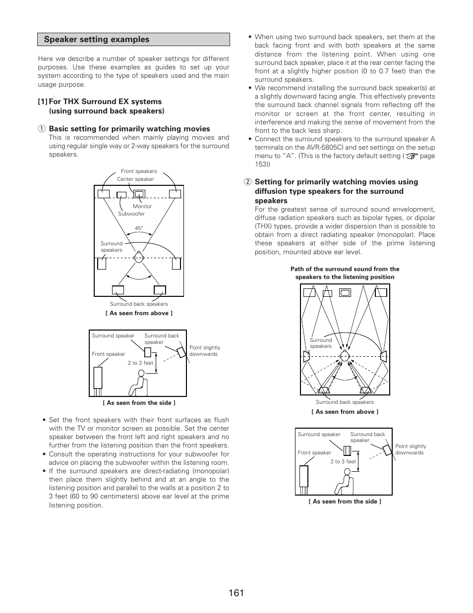 Speaker setting examples | Denon AVR-5805CI User Manual | Page 161 / 214