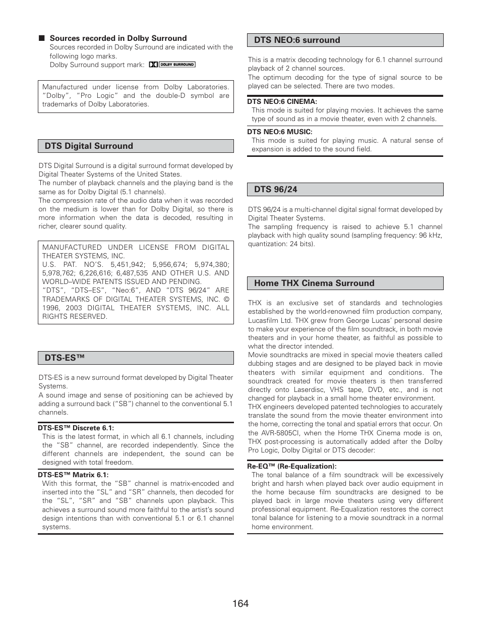 Denon AVR-5805CI User Manual | Page 164 / 214