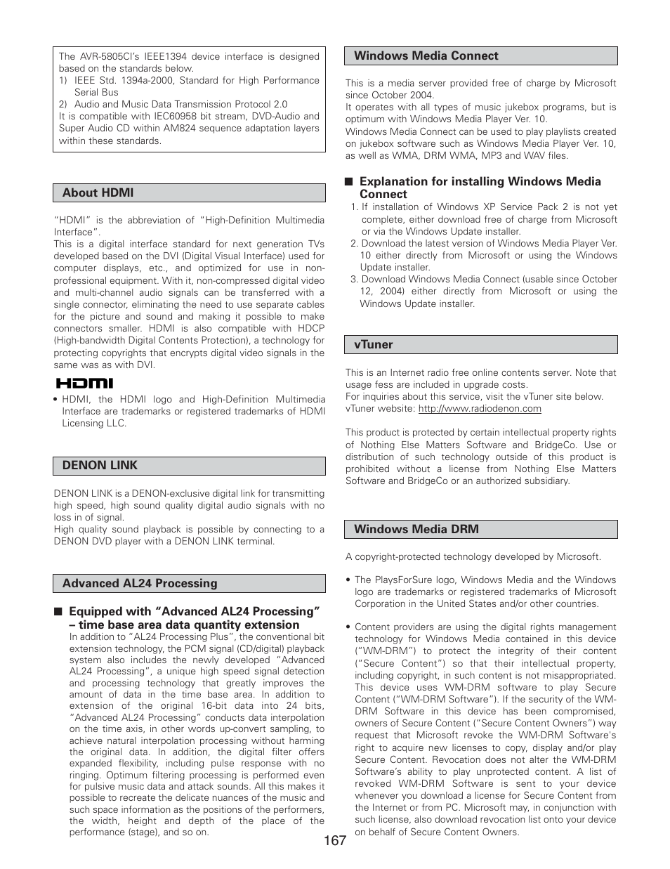 Denon AVR-5805CI User Manual | Page 167 / 214