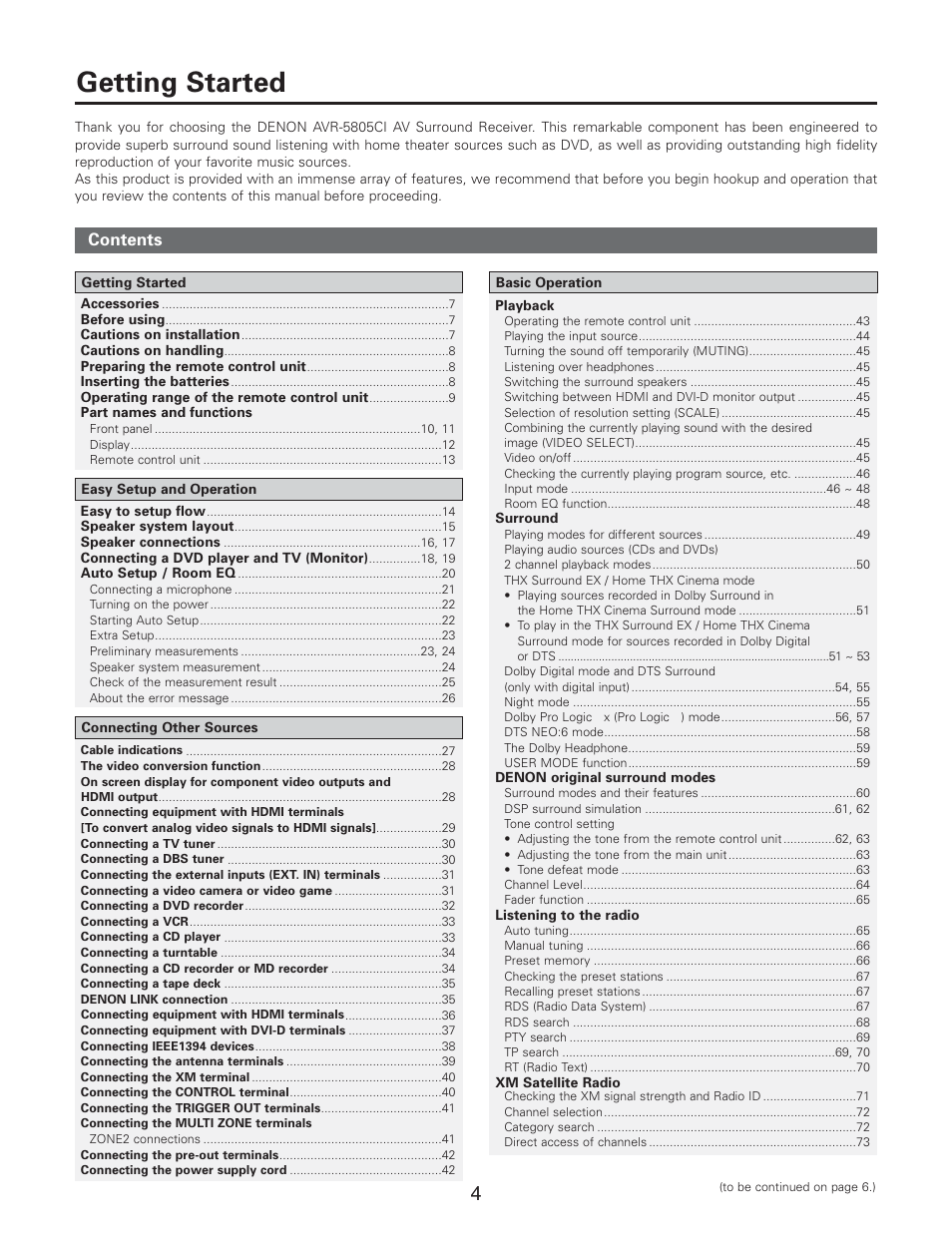 Denon AVR-5805CI User Manual | Page 4 / 214