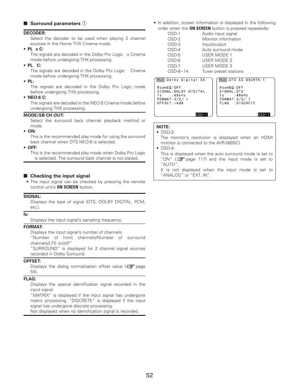 Denon AVR-5805CI User Manual | Page 52 / 214