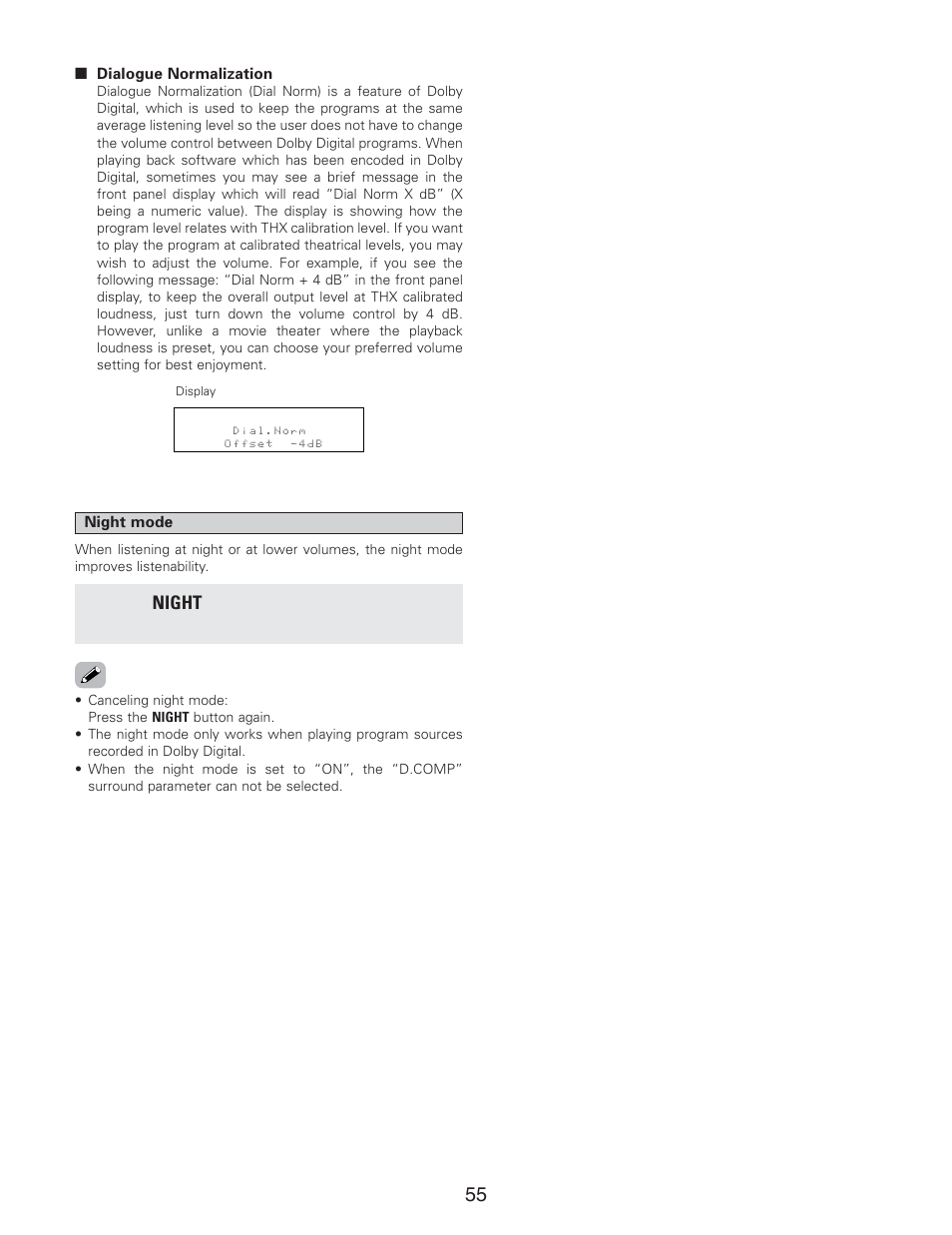 Night | Denon AVR-5805CI User Manual | Page 55 / 214