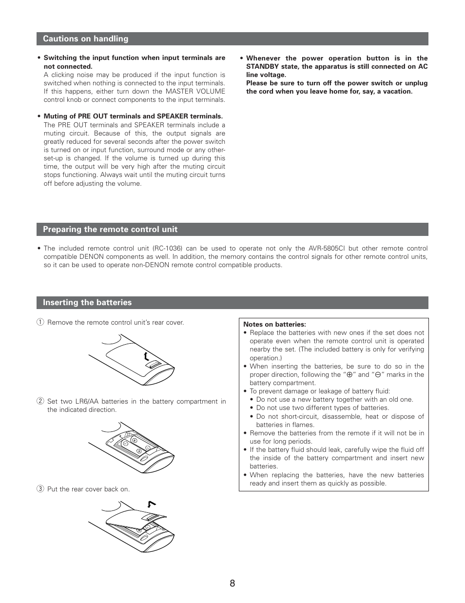 Denon AVR-5805CI User Manual | Page 8 / 214