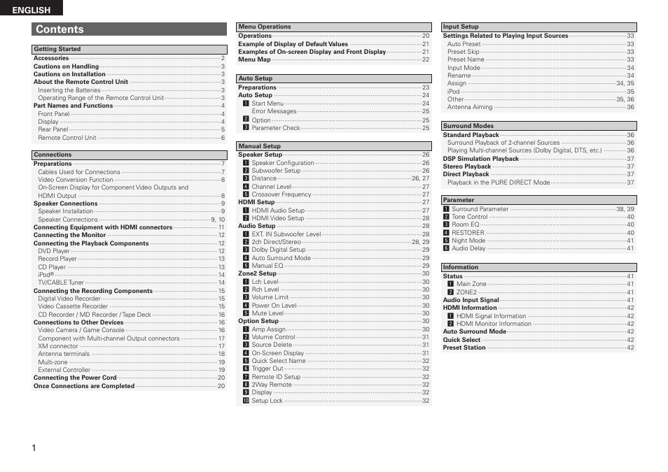 Denon AVR-2308CI User Manual | Page 4 / 78