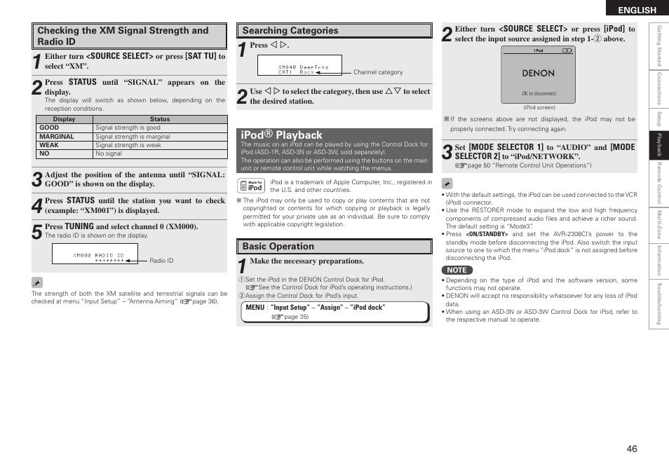 Ipod® playback | Denon AVR-2308CI User Manual | Page 49 / 78