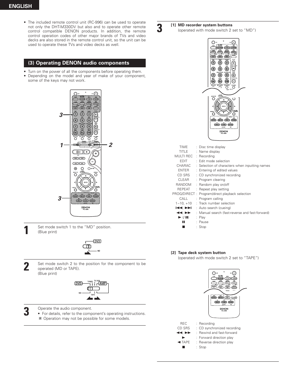 English | Denon DHT-M330DV User Manual | Page 20 / 60