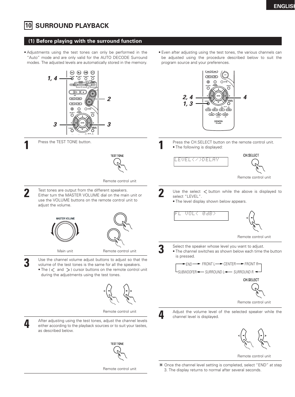 Surround playback, 10 surround playback | Denon DHT-M330DV User Manual | Page 33 / 60