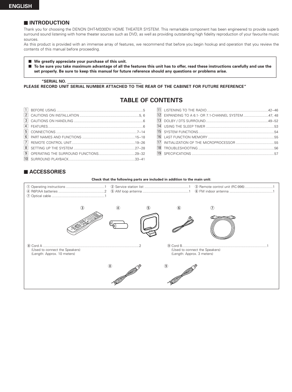 Denon DHT-M330DV User Manual | Page 4 / 60