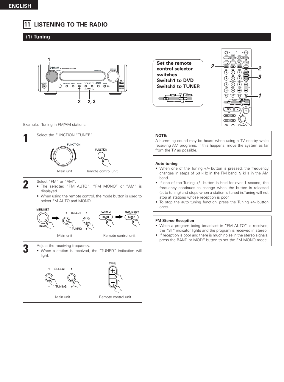 Listening to the radio | Denon DHT-M330DV User Manual | Page 42 / 60