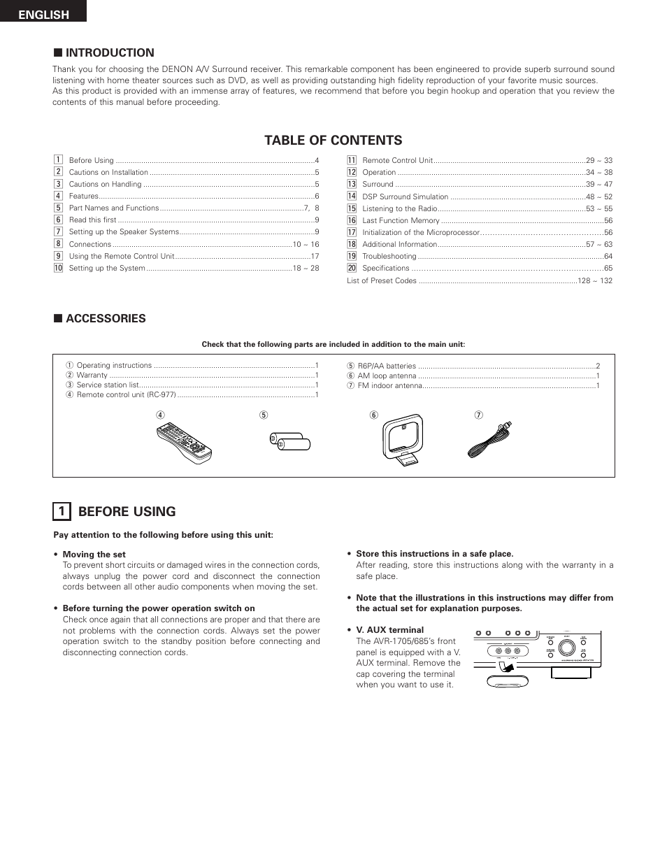 Denon AVR-685 User Manual | Page 4 / 75