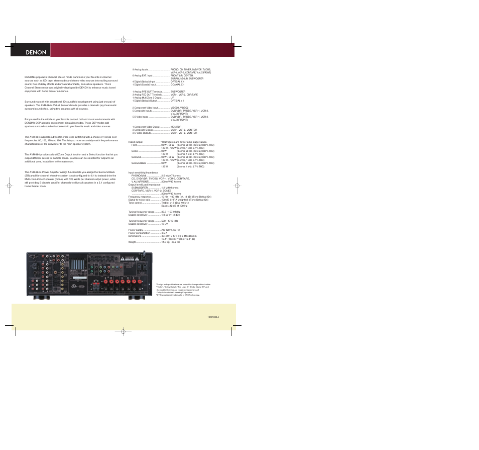 Avr-884 | Denon AVR-884 User Manual | Page 2 / 2