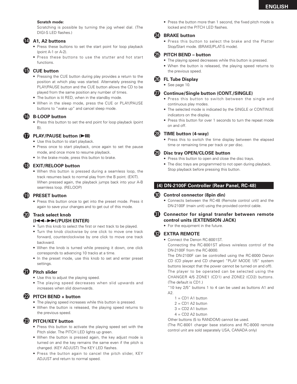 Denon DN-2100F User Manual | Page 9 / 20