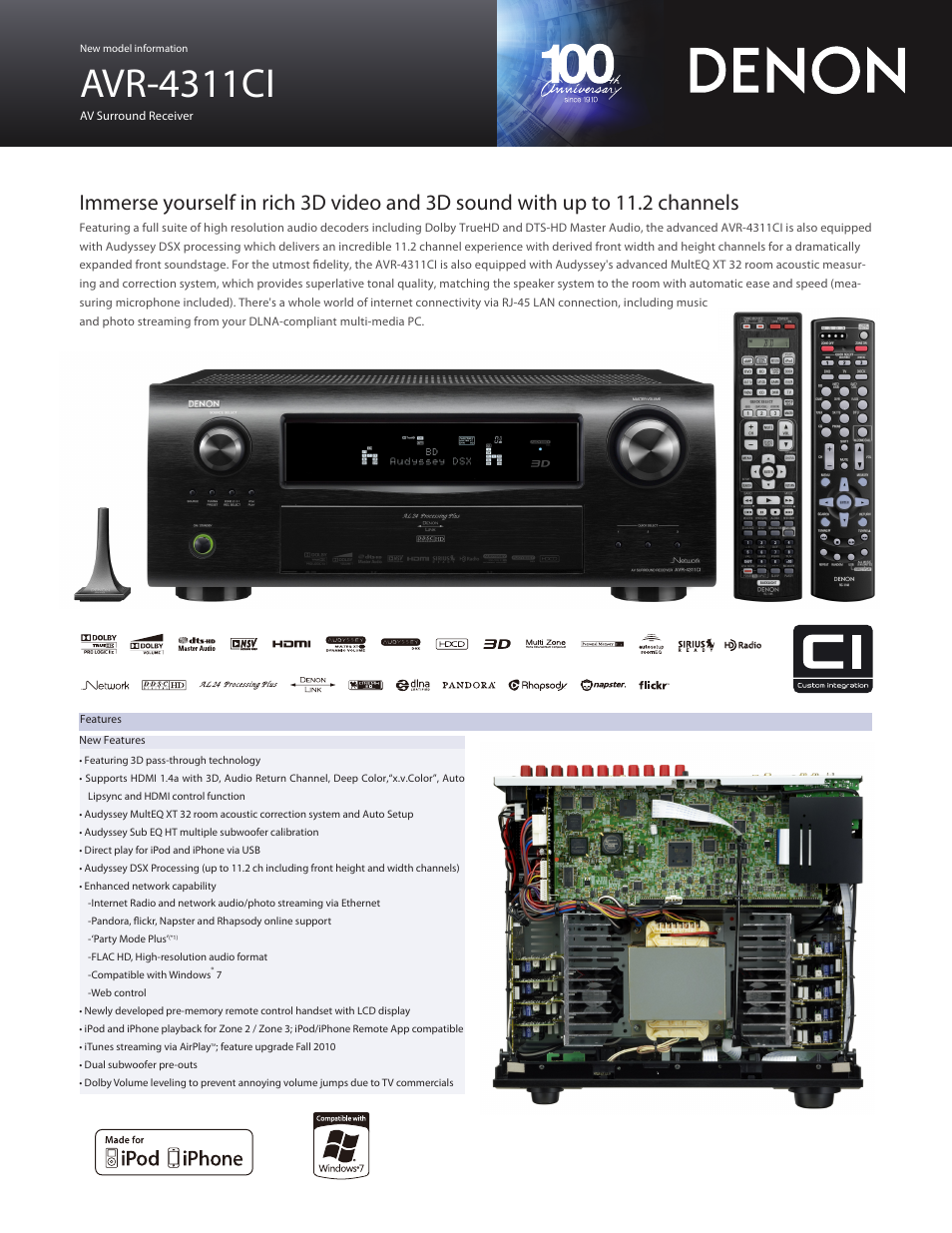 Denon AVR-4311CI User Manual | 2 pages