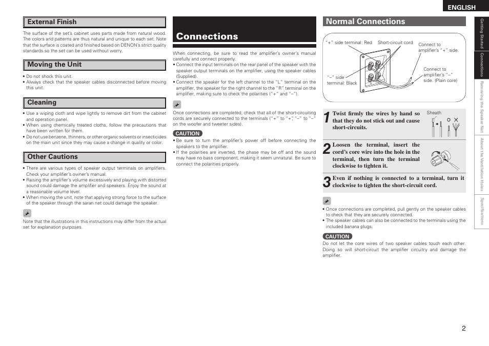 Connections, Normal connections | Denon Speaker SC-CX101 User Manual | Page 5 / 8