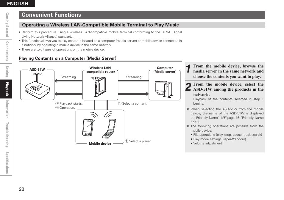 Convenient functions | Denon ASD-51W User Manual | Page 36 / 47