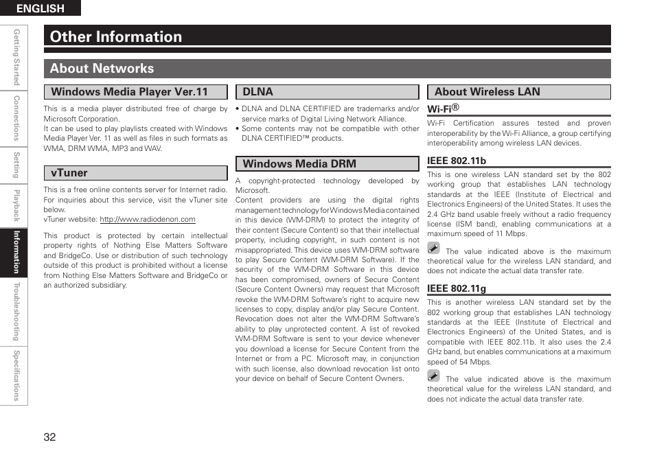 Other information, About networks | Denon ASD-51W User Manual | Page 40 / 47