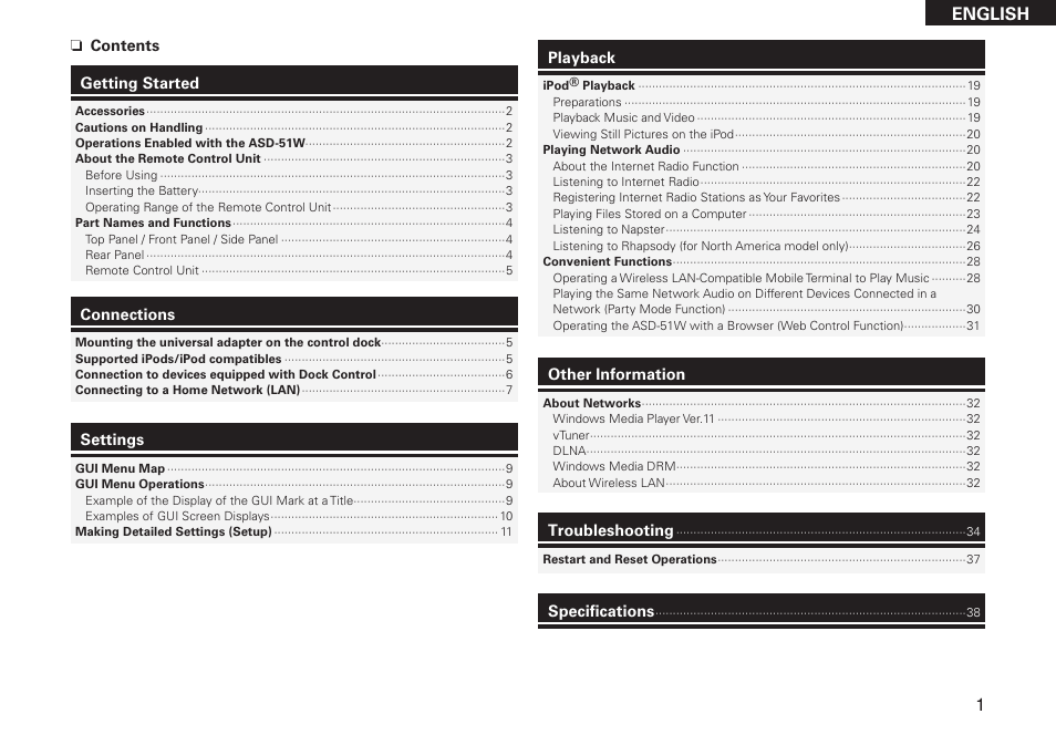 English | Denon ASD-51W User Manual | Page 9 / 47