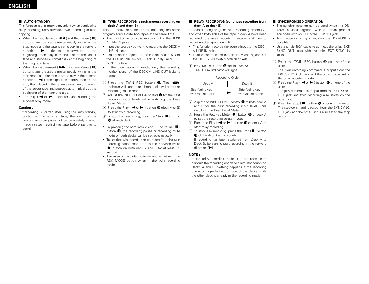 English | Denon DN-780R User Manual | Page 10 / 18