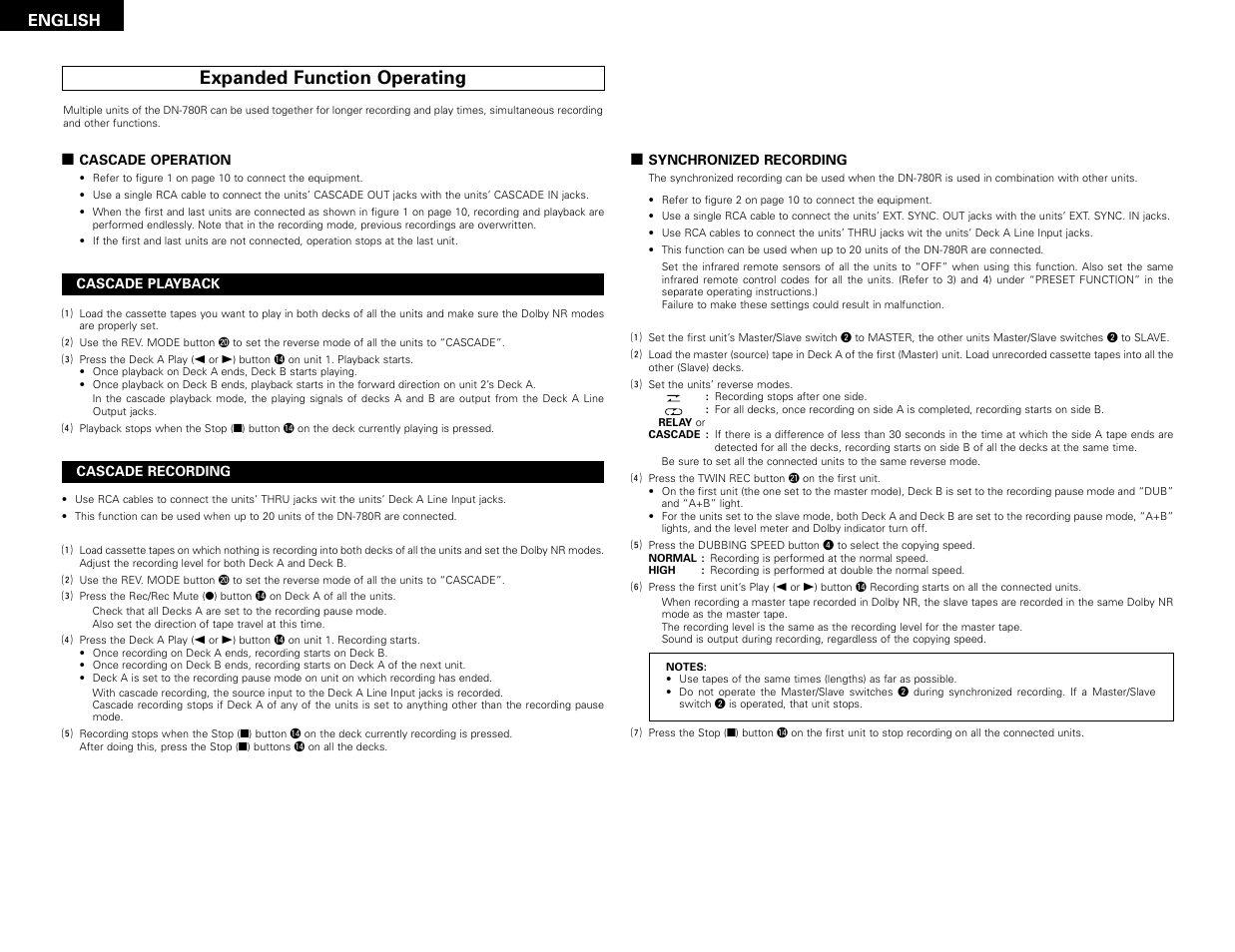 English, Expanded function operating | Denon DN-780R User Manual | Page 16 / 18