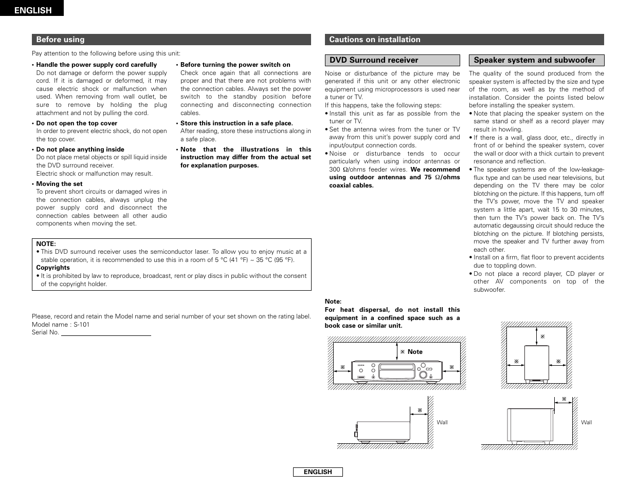 Denon S-101 User Manual | Page 6 / 138