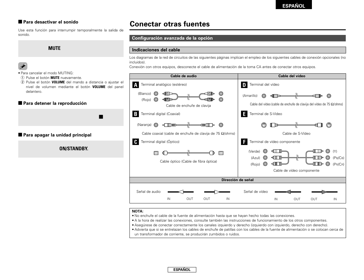 Conectar otras fuentes | Denon S-101 User Manual | Page 81 / 138