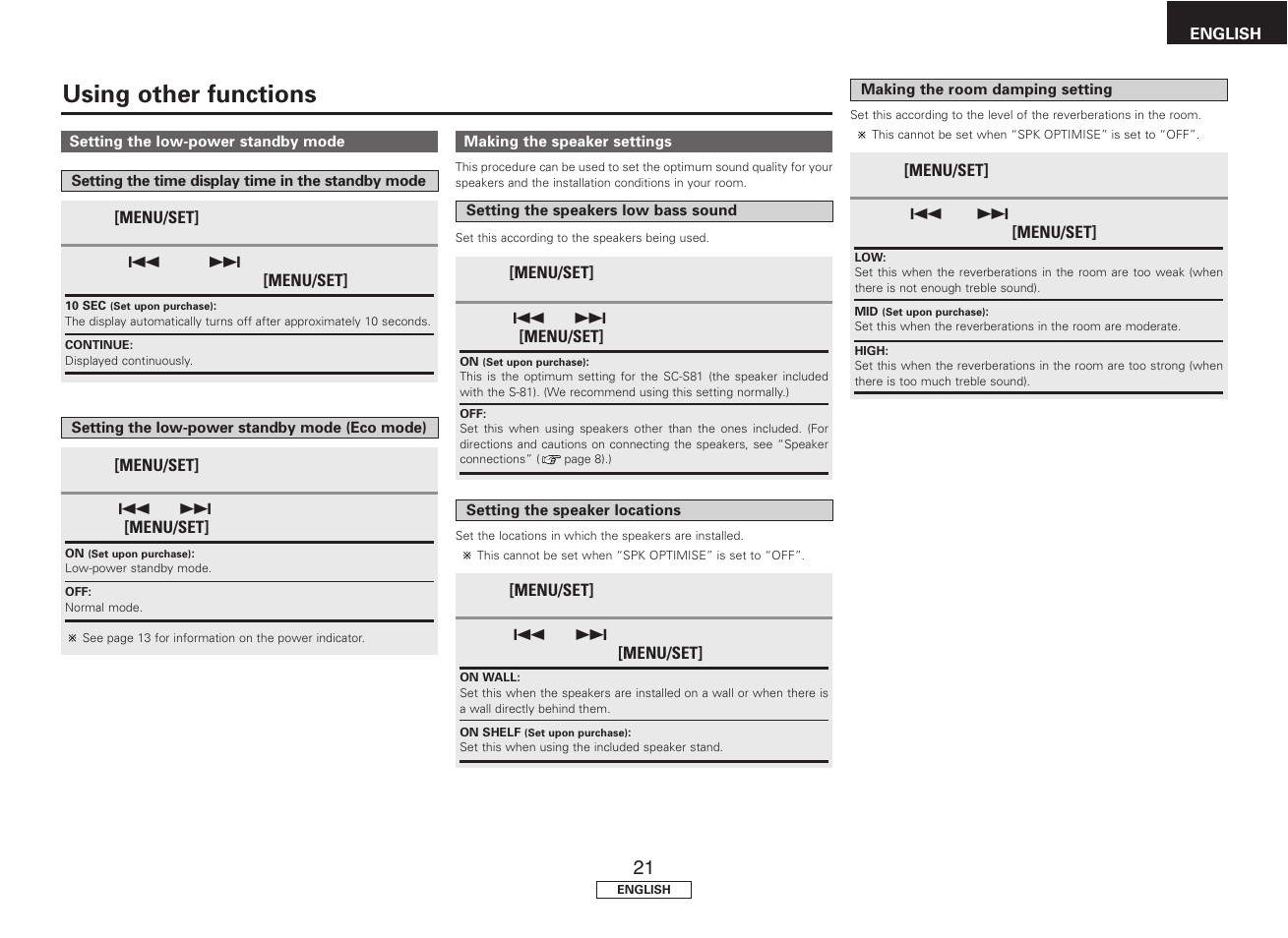 Using other functions | Denon S81 User Manual | Page 25 / 36