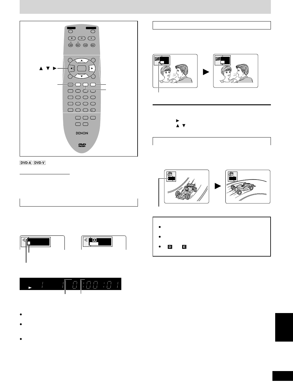 Att ändra ljudspår, textningsspråk och vinklar, Tryck på [subtitle, Tryck på [angle | Tryck på [audio, I love you je t’aime, Svenska textning, Vinklar, Ljudspår, 3, 4 , 1 angle, Audio subtitle | Denon DVD-1600 User Manual | Page 121 / 140