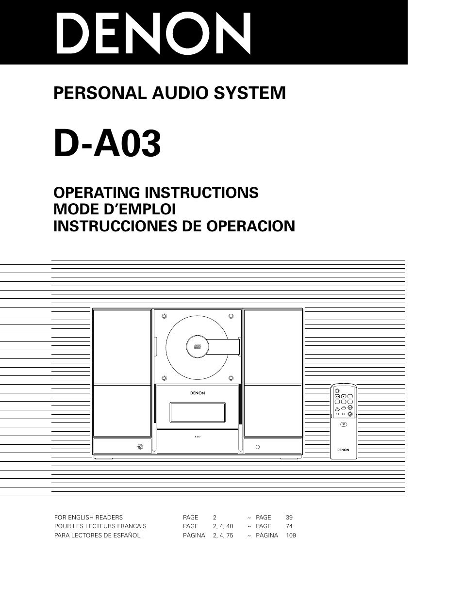 Denon D-A03 User Manual | 110 pages