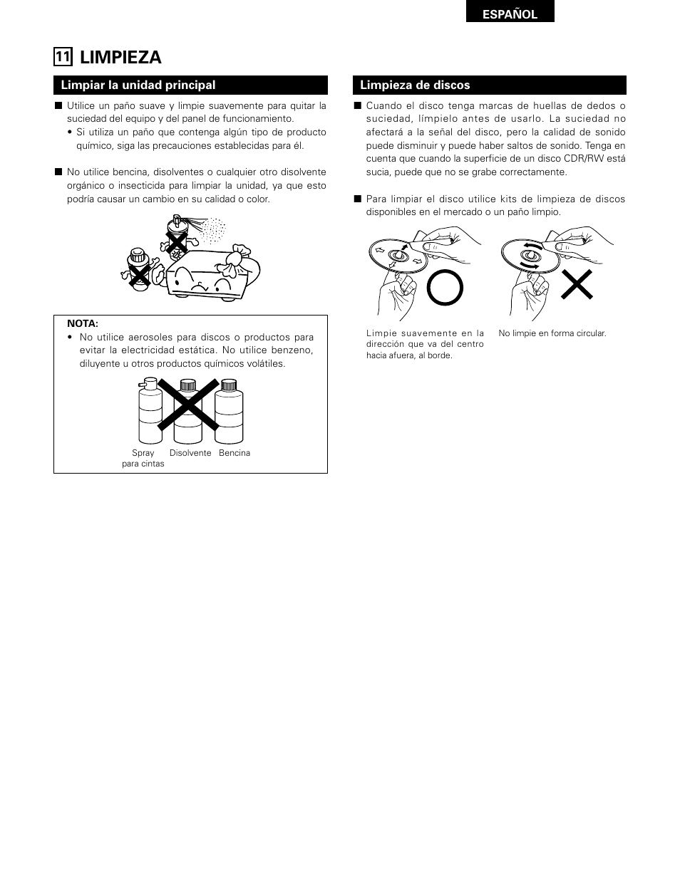 Limpieza | Denon D-A03 User Manual | Page 105 / 110